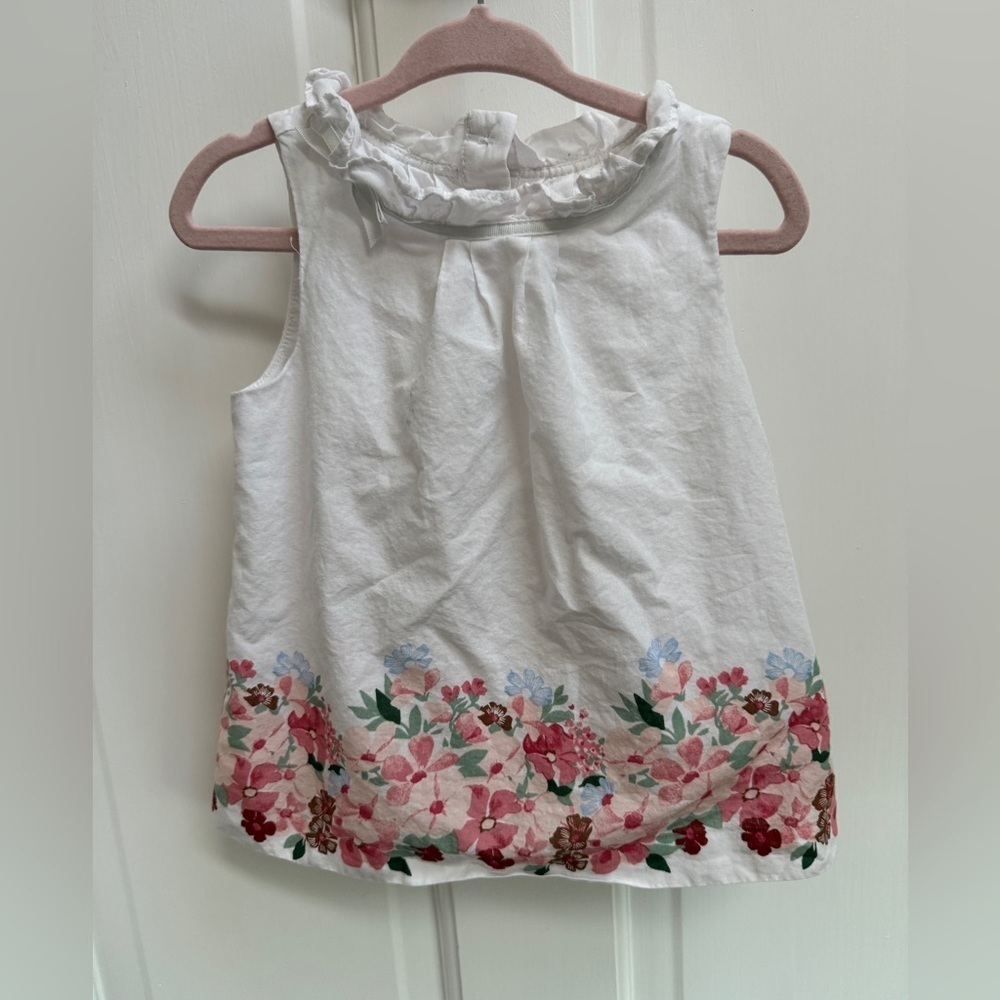 Janie & Jack 2T White Floral Girls Blouse Tank Top